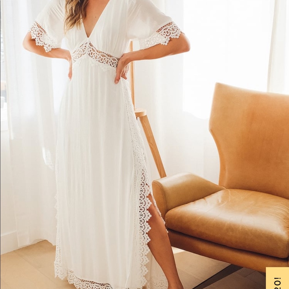 Lulus Sweeten the Occasion Maxi White Dress, Lace accents